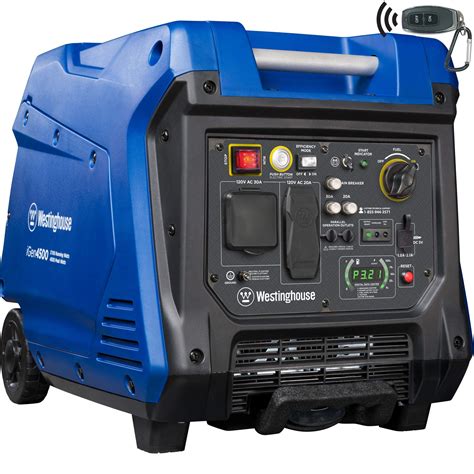 The 4500 Watt EF4500iSE weighs 194 pounds, starts with ease with its electric starter, and is capable of running an RV air conditioner, microwave oven and more all at the same time. . Quiet generator with remote start